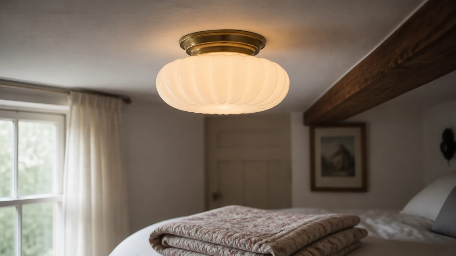 semi flush fixture sitting close under a low painted ceiling