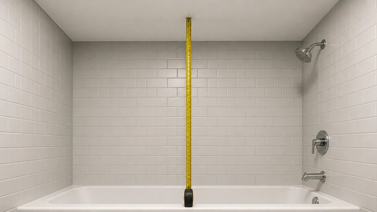vertical measurement taken from a bath rim towards the ceiling