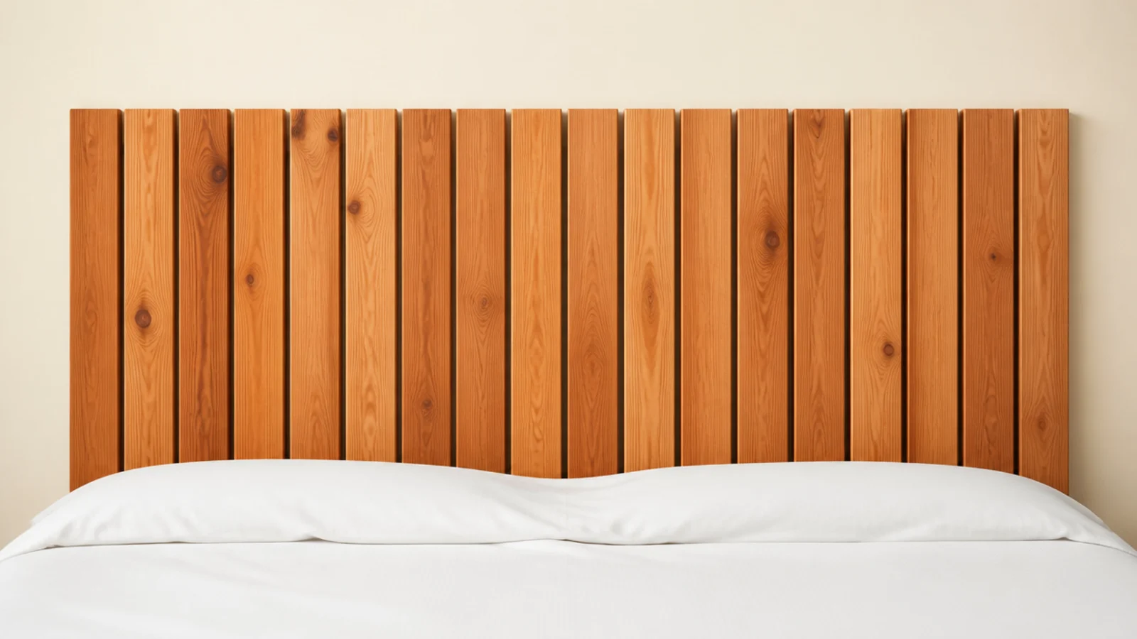 cedar fence pickets cut flat and sanded into a low budget headboard