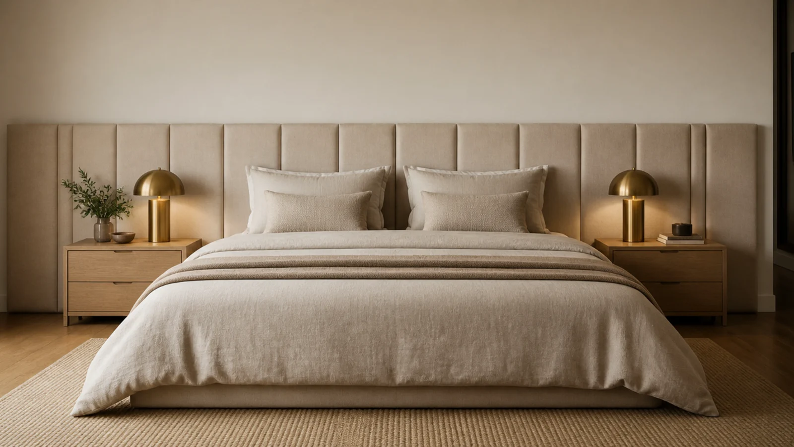 wide headboard panel now spanning past both sides of a king