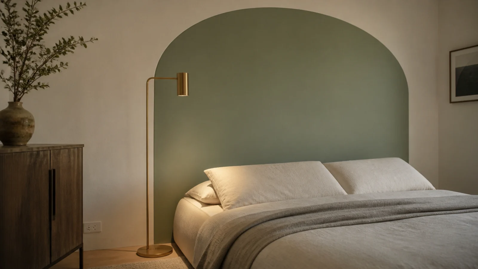 single colour arched headboard panel with a clean unbroken curved edge