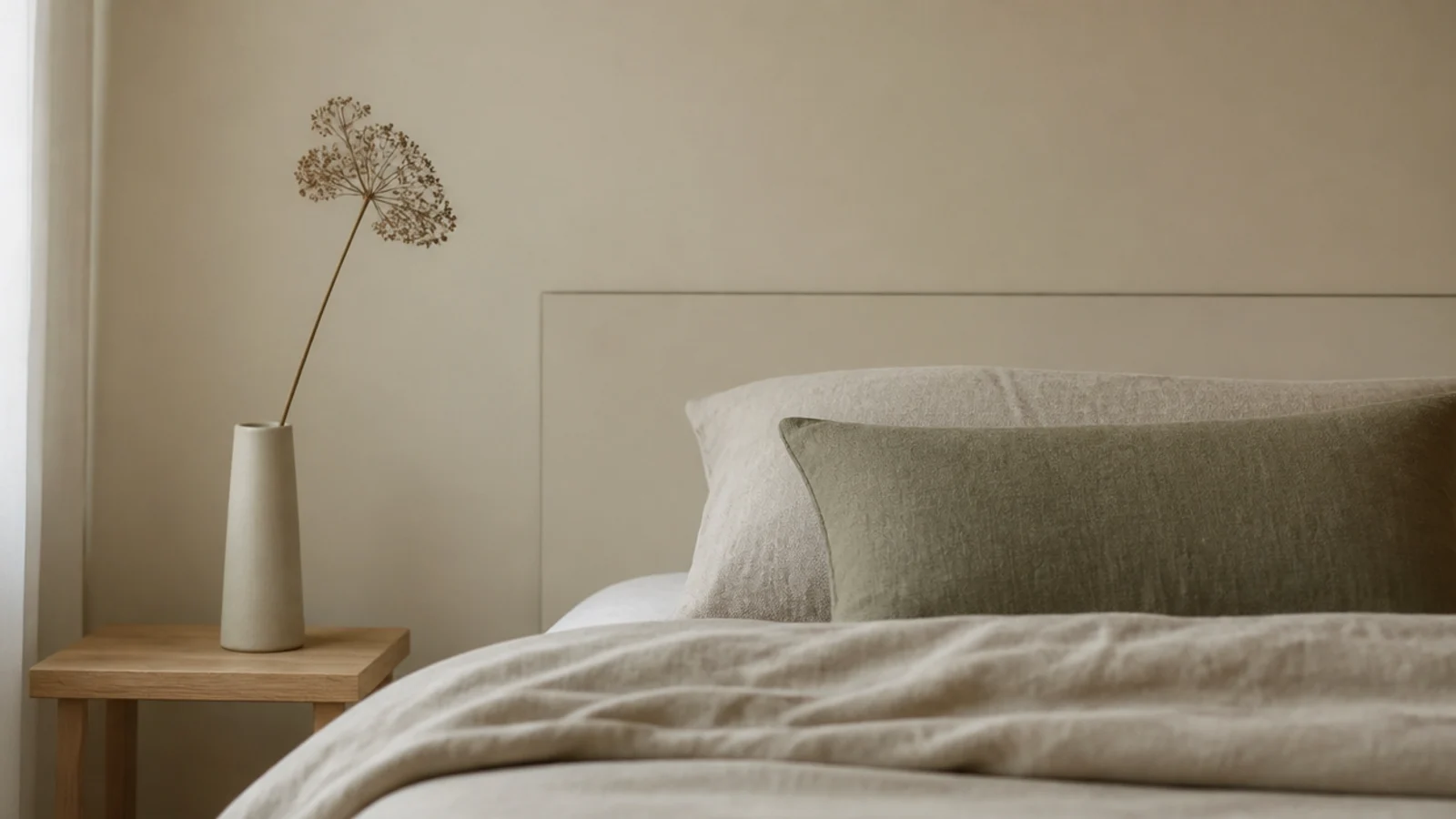 headboard panel painted precisely the same shade as the surrounding wall