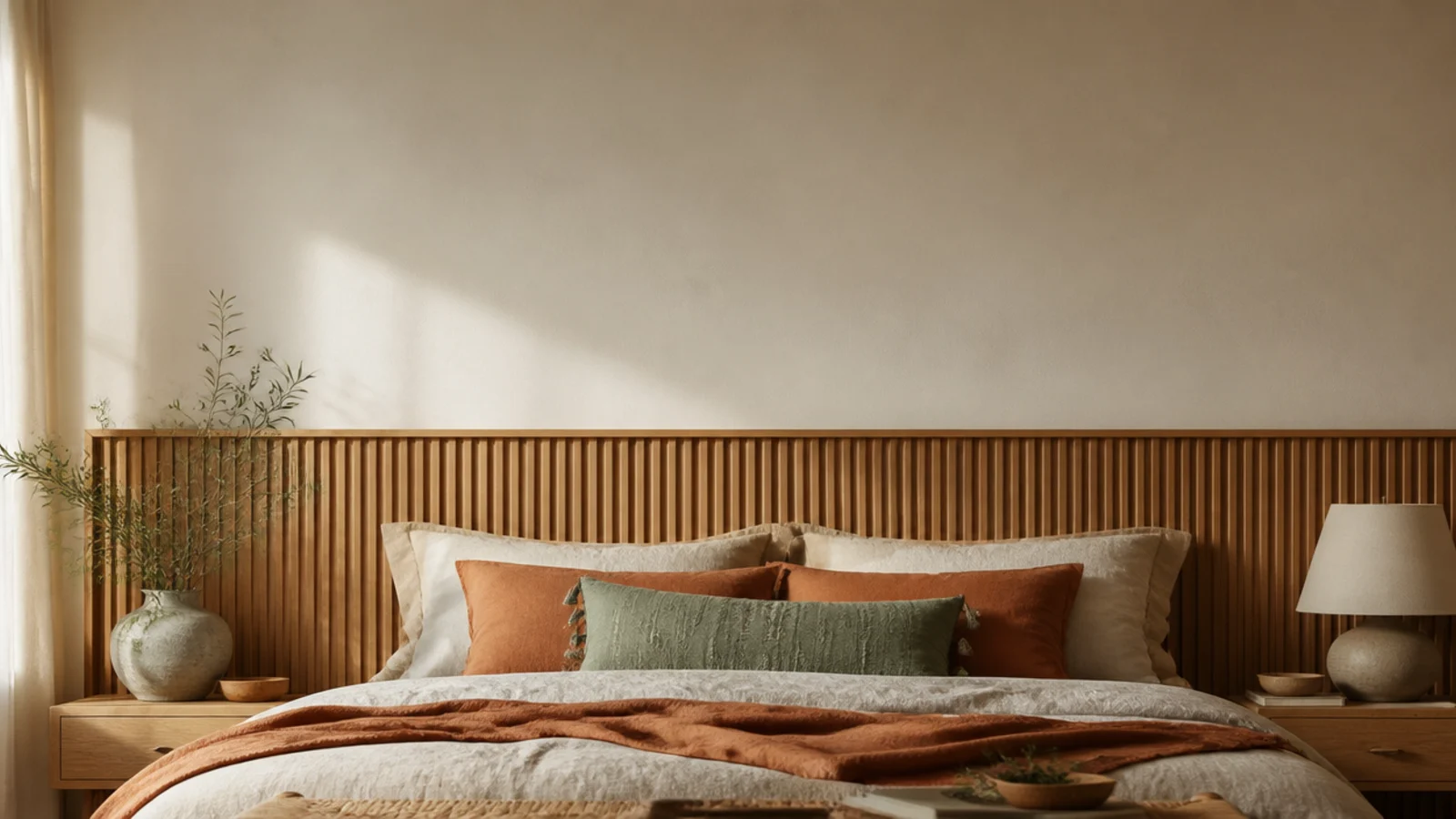 vertical collage image of wooden headboards in oak pine and reclaimed timber