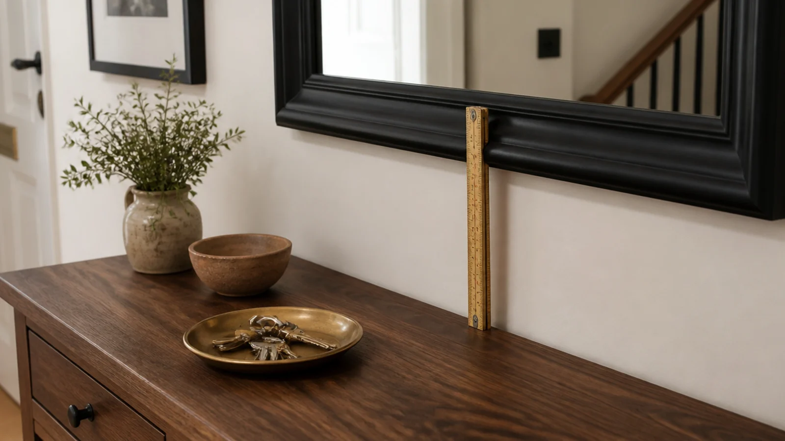 measuring the gap between an entry console and the mirror above it