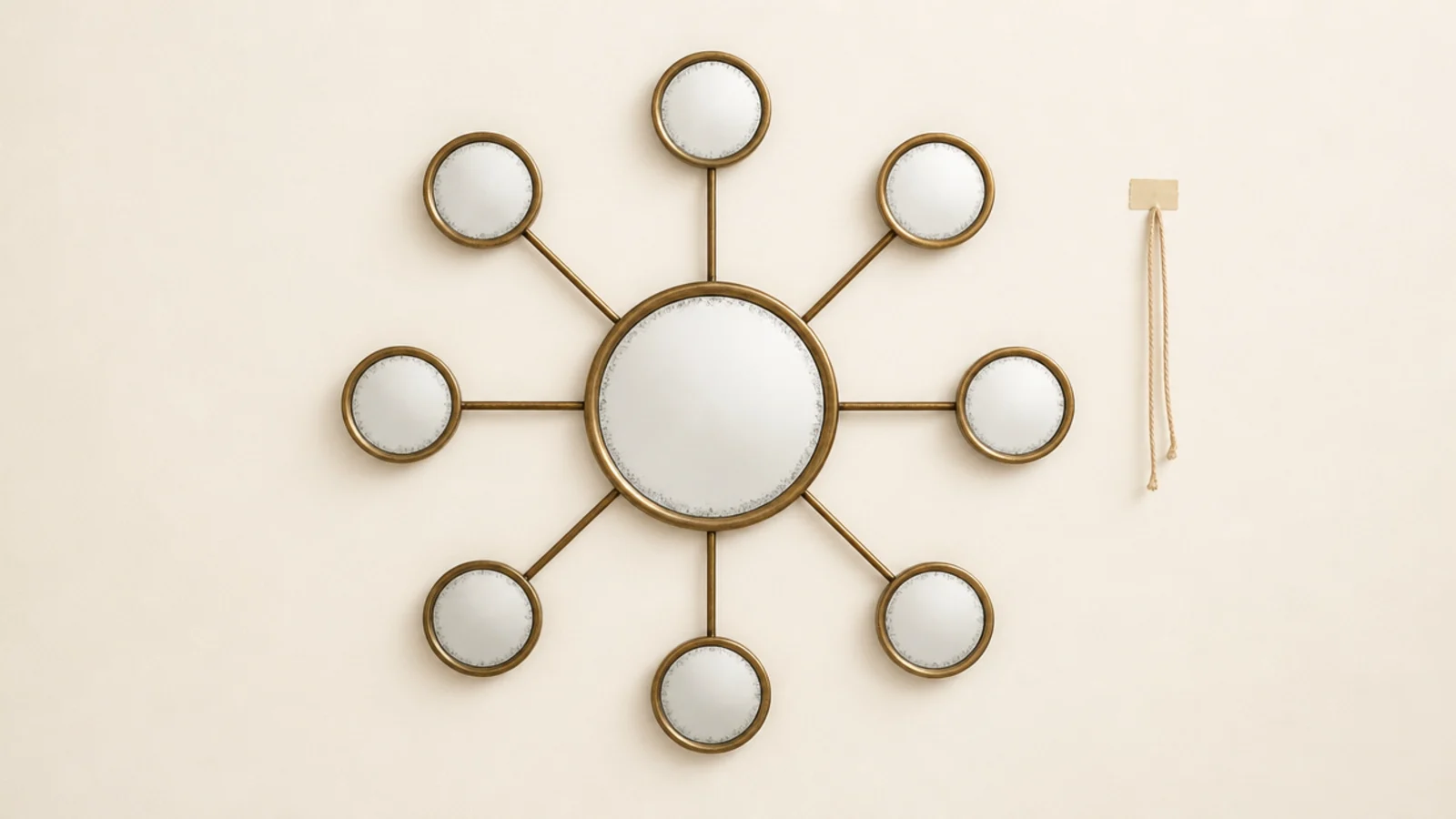 small round mirrors radiating outward from one central round mirror