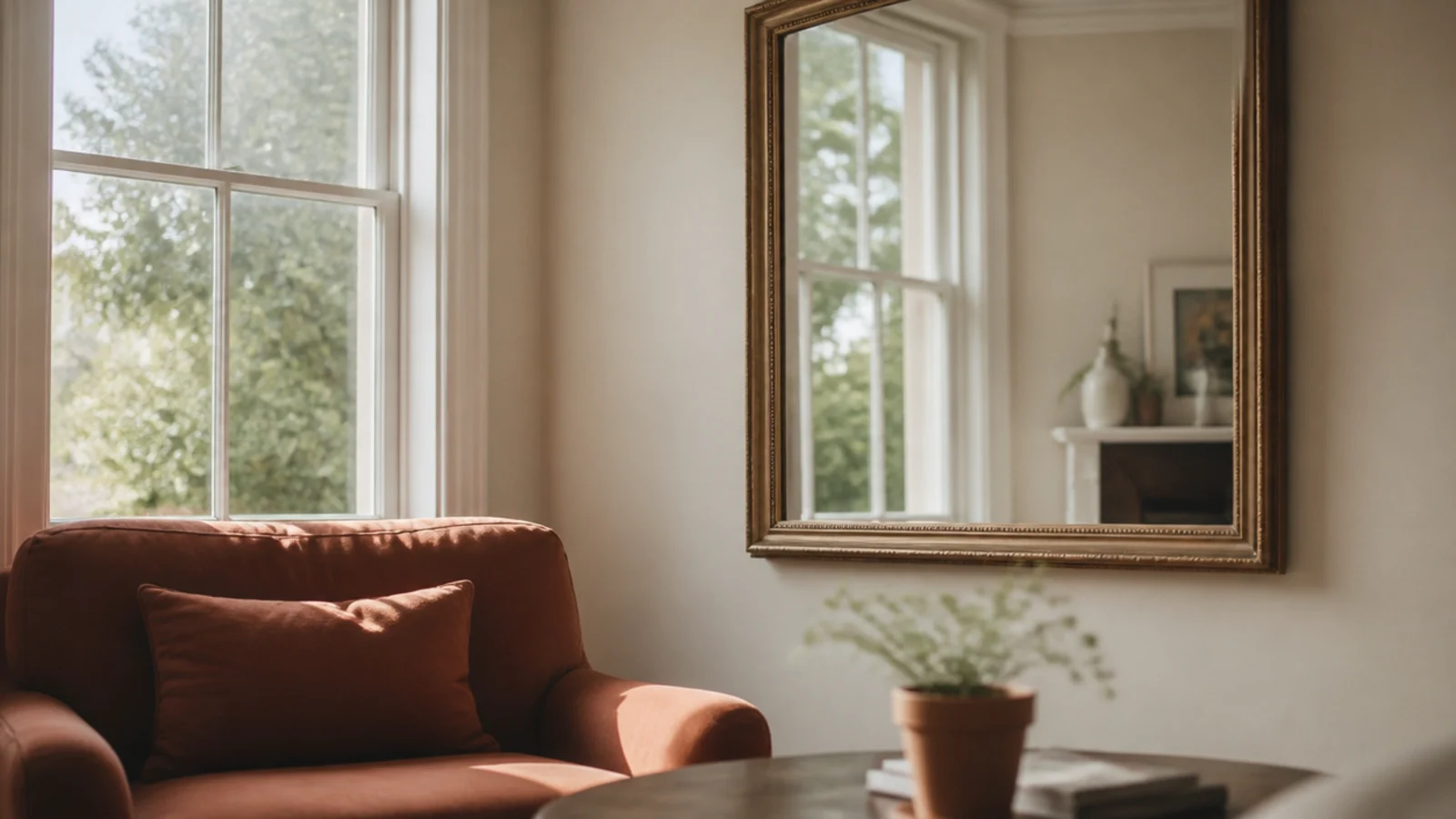 mirror relocated to face a bright window instead of a blank door