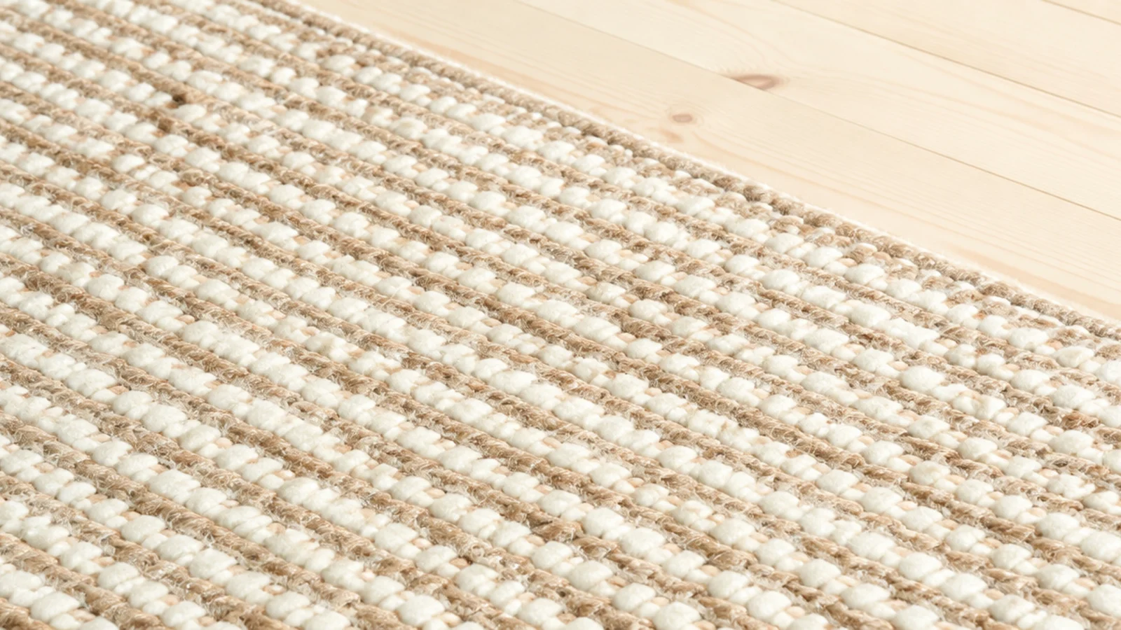 wool and jute blend rug showing both fibres across its surface