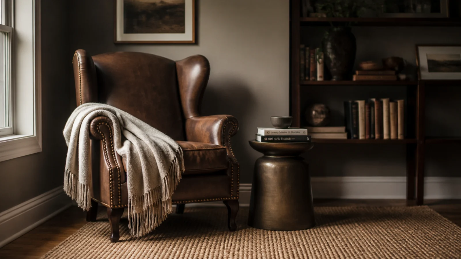 jute rug in a low traffic reading corner away from any drinks