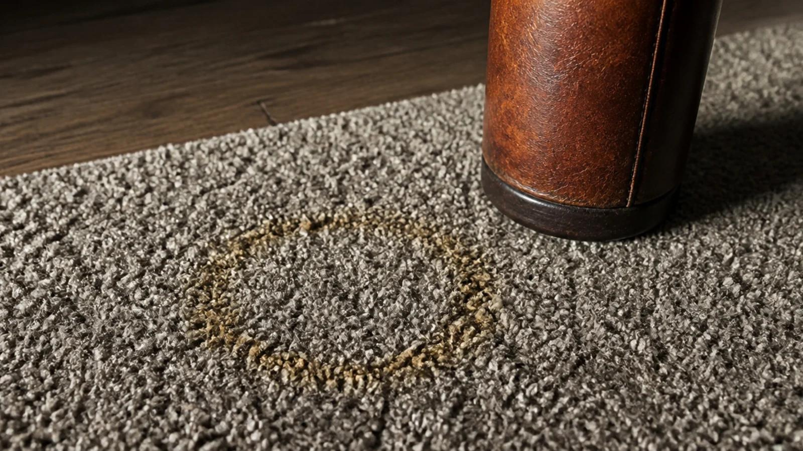 dull water mark set permanently into a shiny viscose blend pile