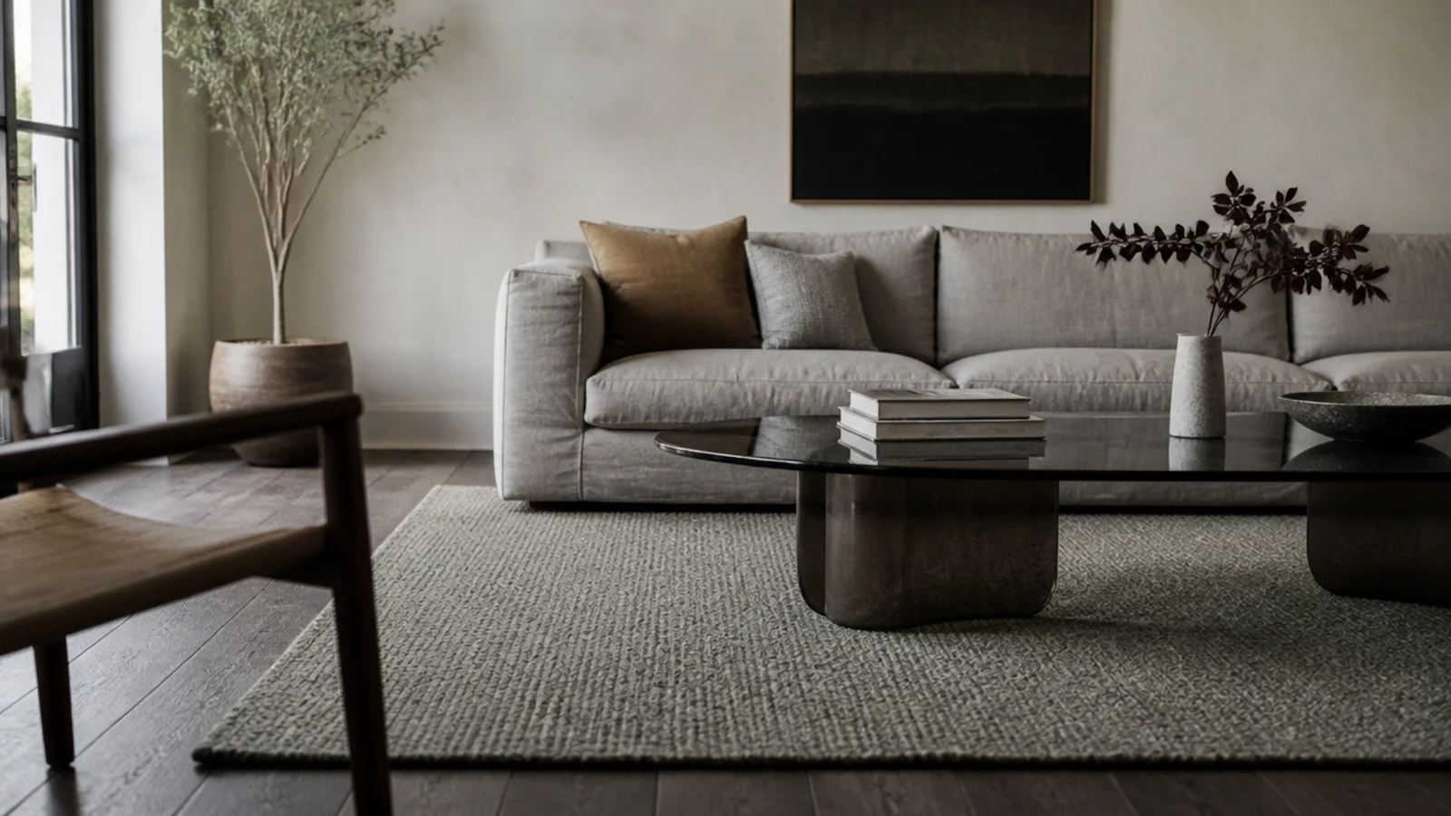 soft sage green rug behaving as a neutral in a grey scheme