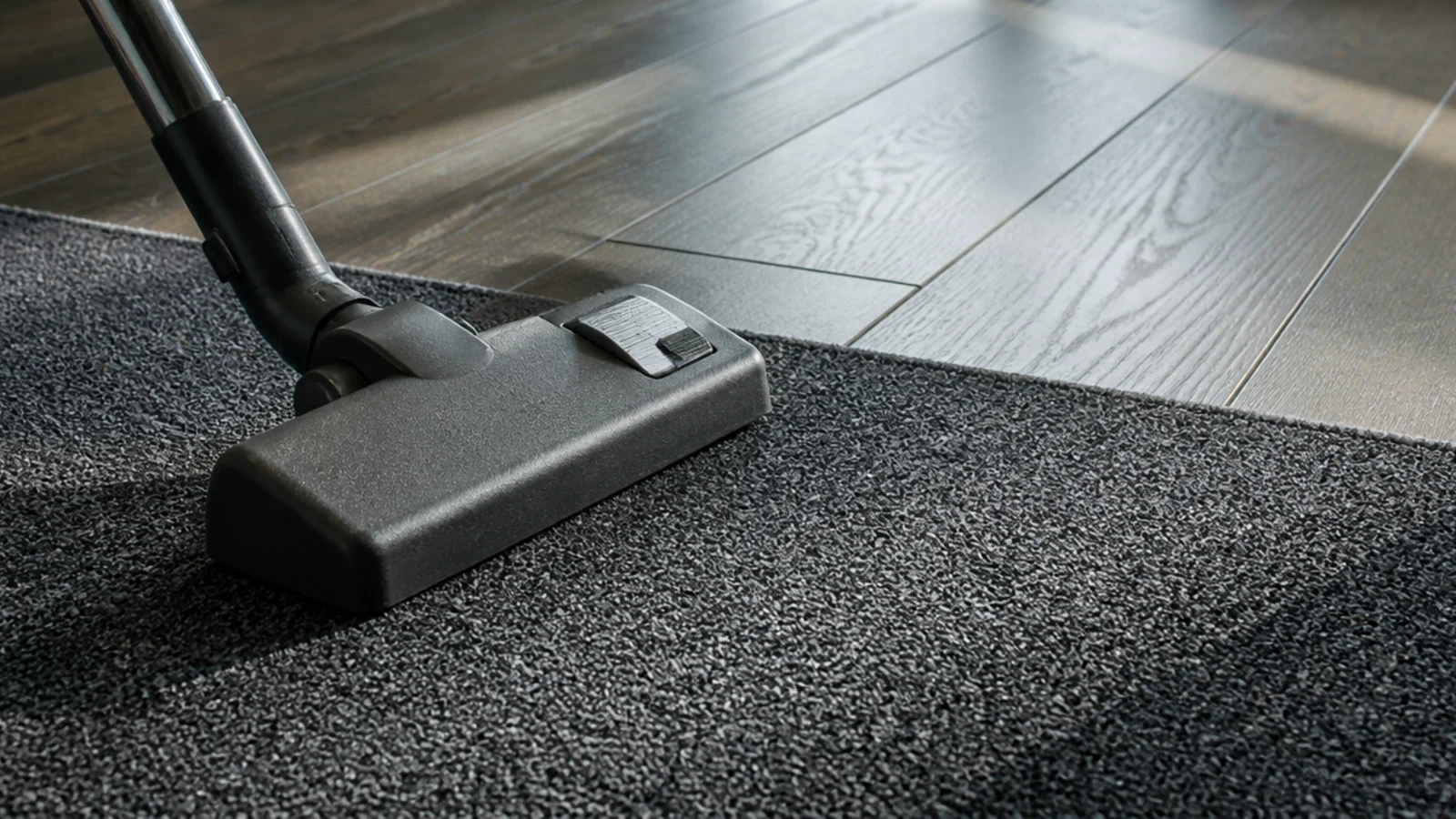 vacuum passing across a low pile modern rug with brush disengaged