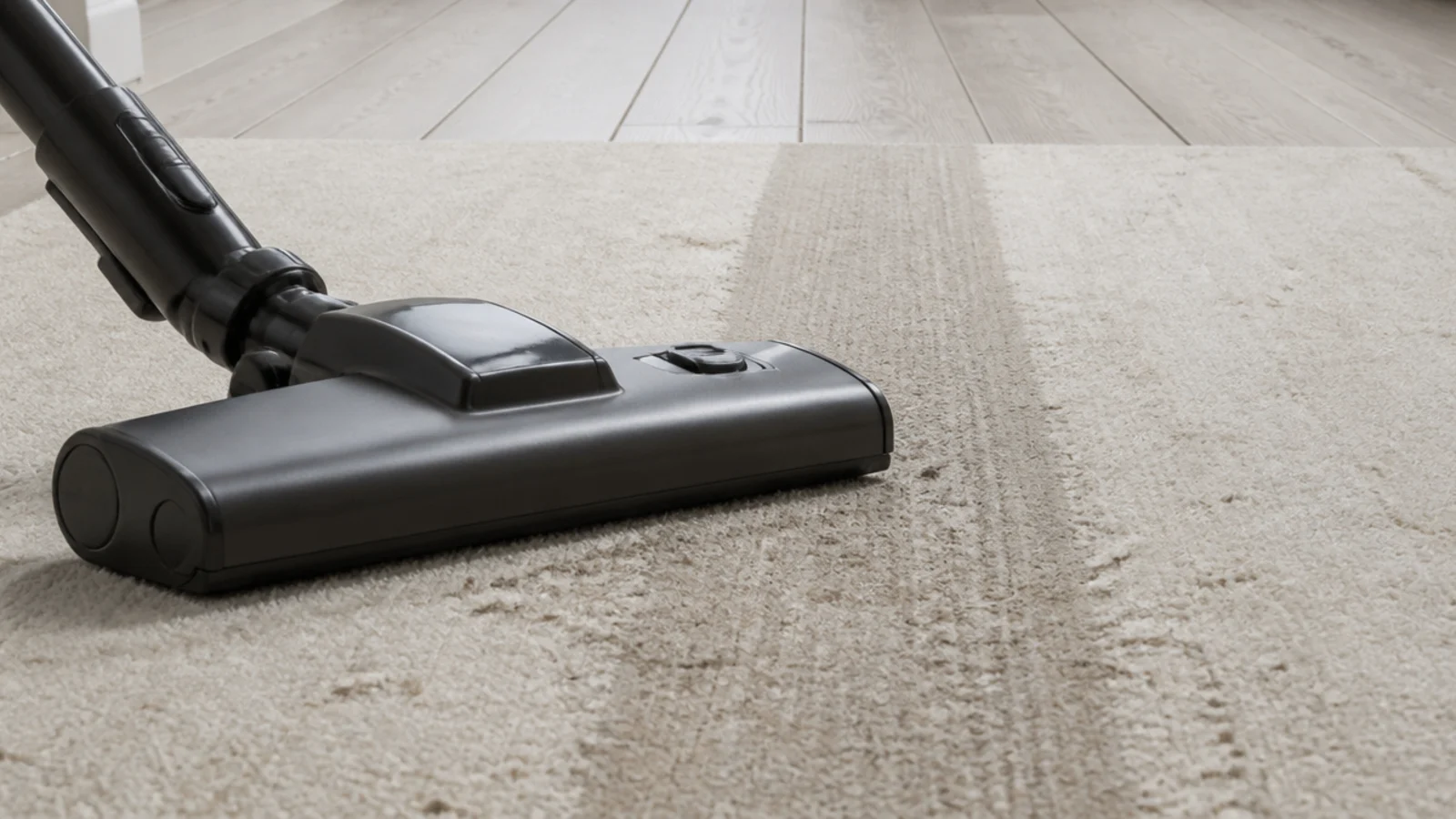vacuum passing along the traffic lane of a pale neutral rug