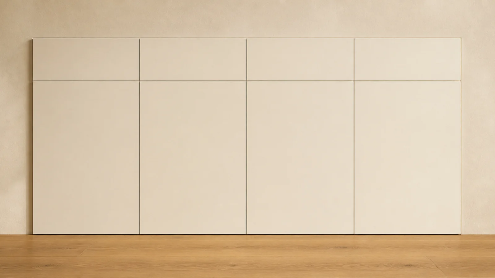 handleless slim shoe cabinet with smooth push latch fronts in a hall