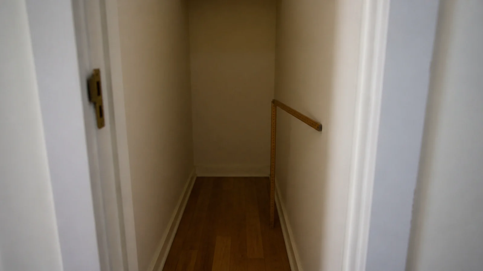 narrow closet doorway showing a room too tight for a walkway
