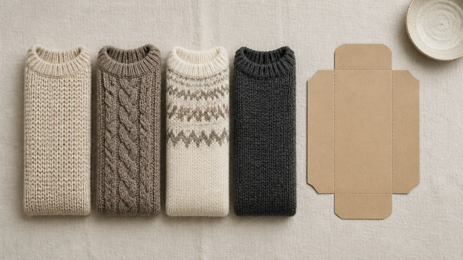folded sweaters at a matching twelve inch width stacked on a shelf