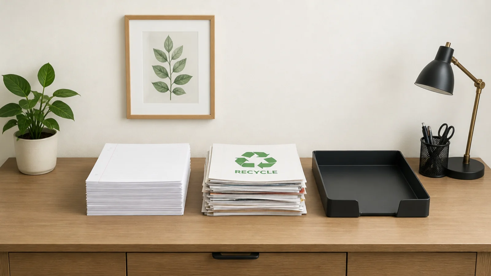 small stack of sorted paper being cleared from a study desk