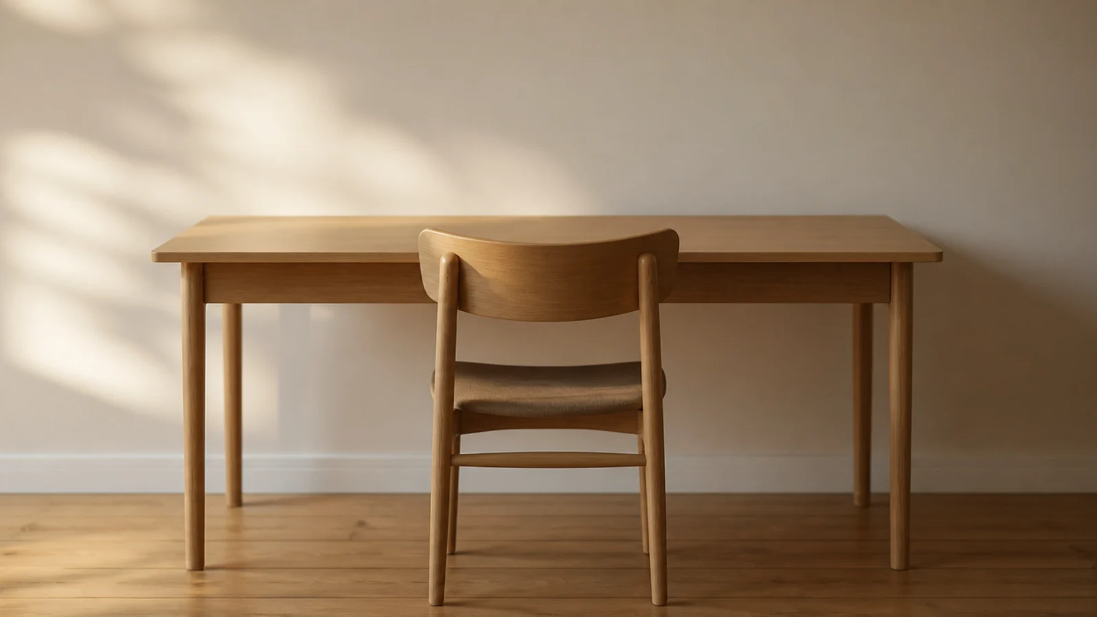 entirely cleared desk with the chair squared at end of week