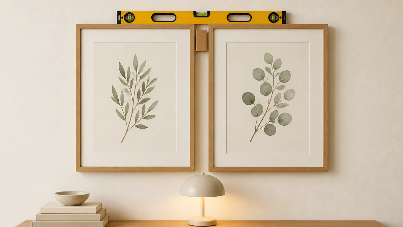two frames hung level with a narrow even gap between them