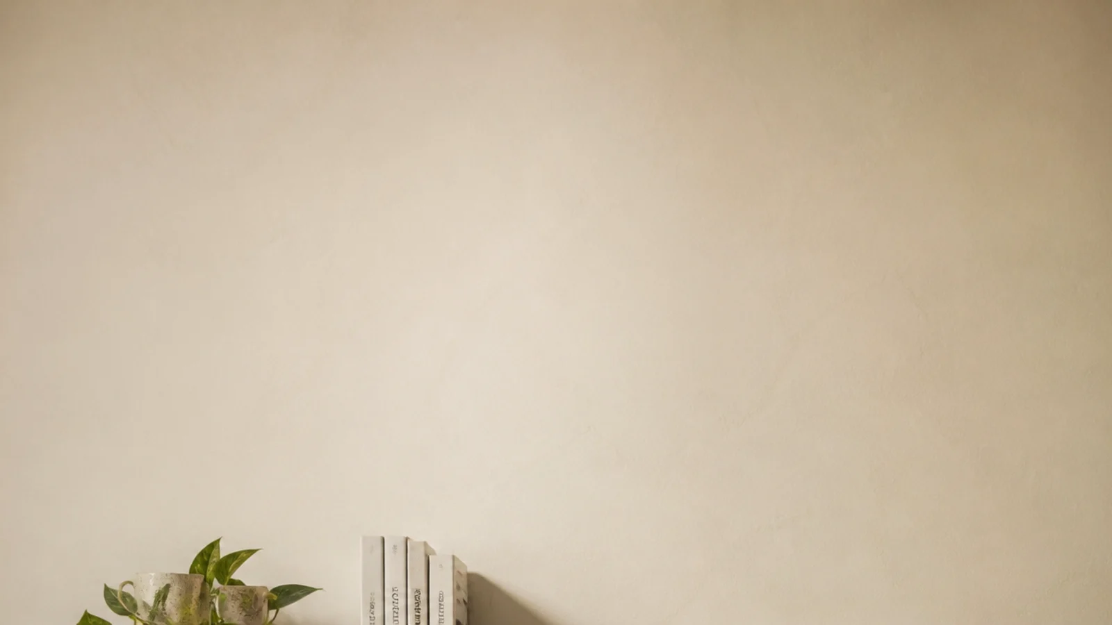 tall white study desk view with shelf lamp felt pad and plant