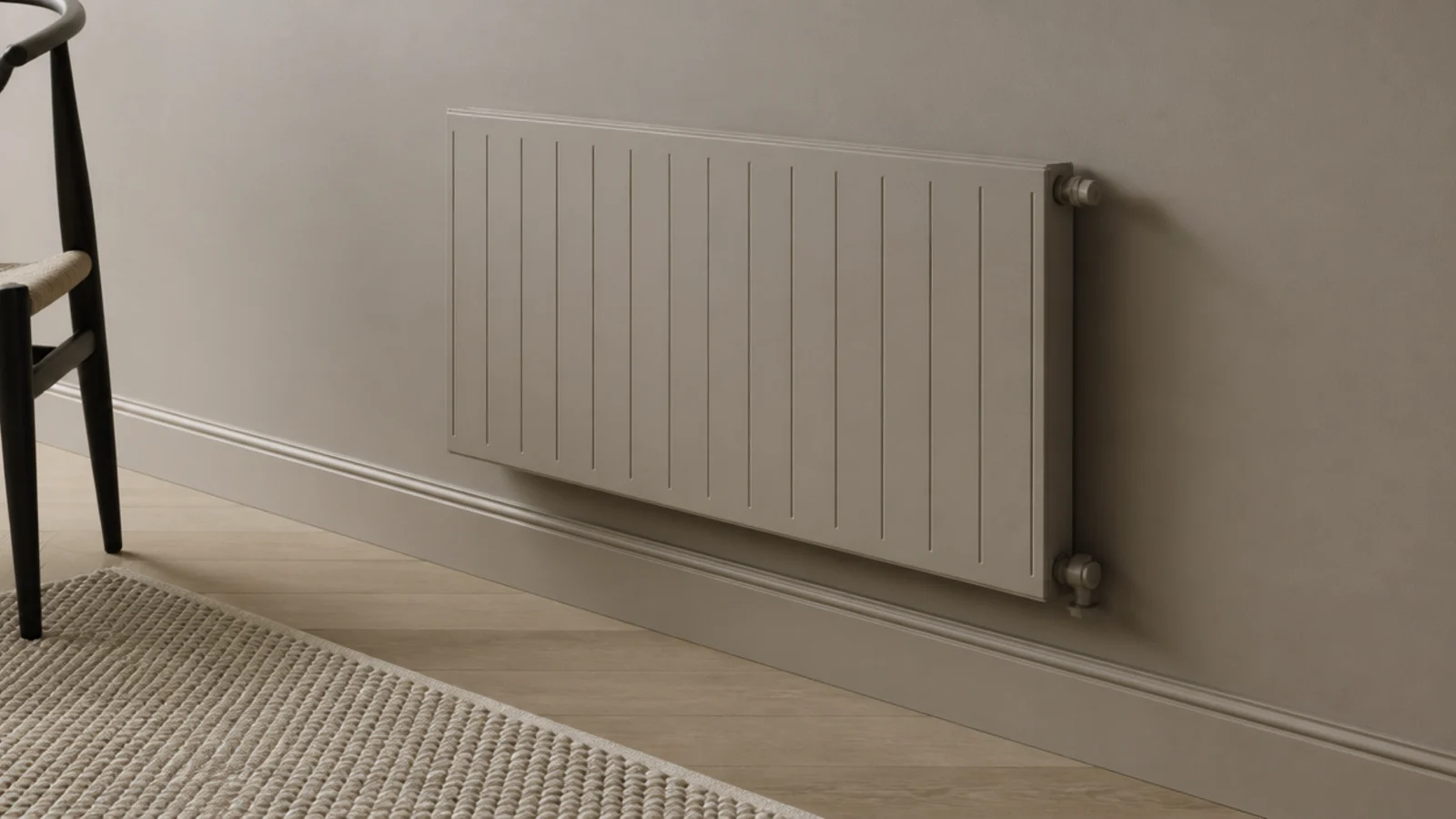 radiator painted to match the wall so it visually disappears