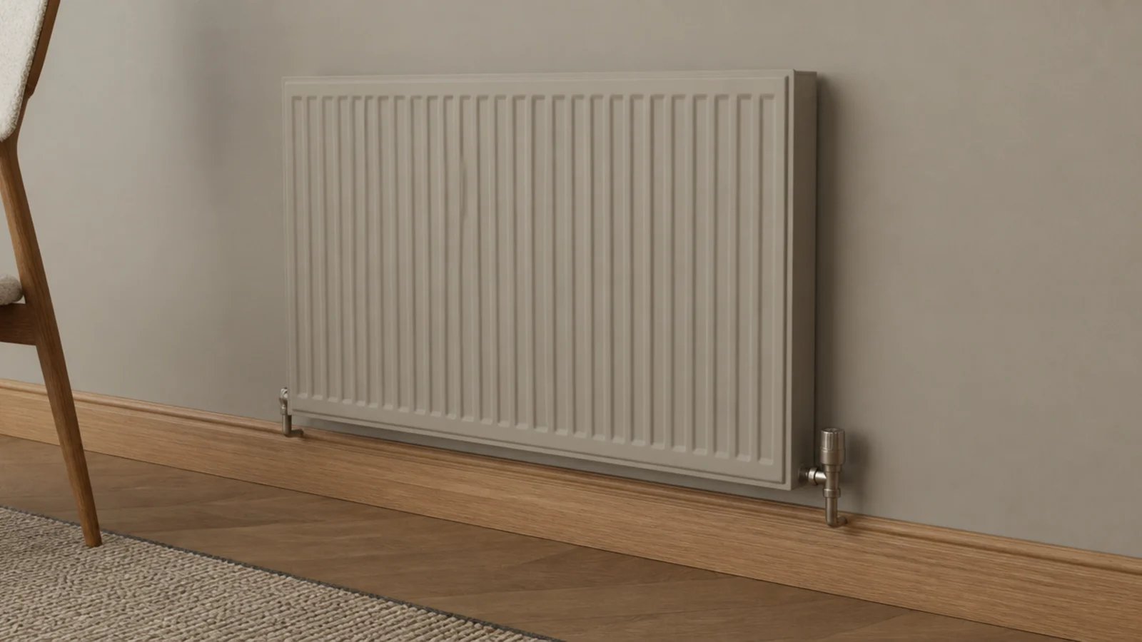 radiator painted the same tone as the wall behind it