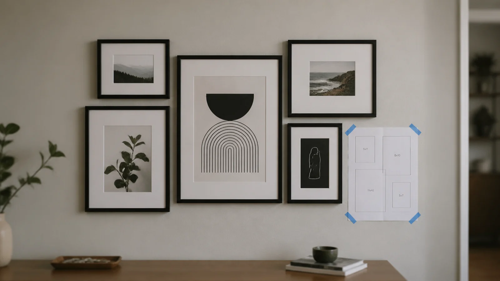 group of frames arranged with consistent narrow gaps between them
