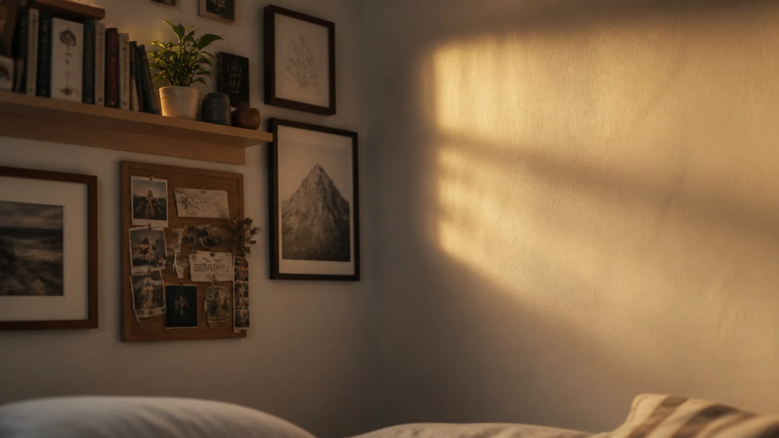 wall arrangement with a deliberate area of empty plaster beside it
