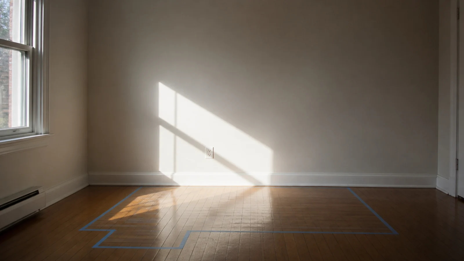 window light falling across a desk position from the side wall