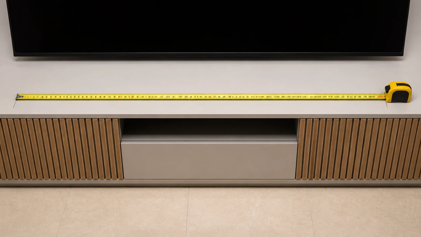 wide media unit measured against the screen width above it