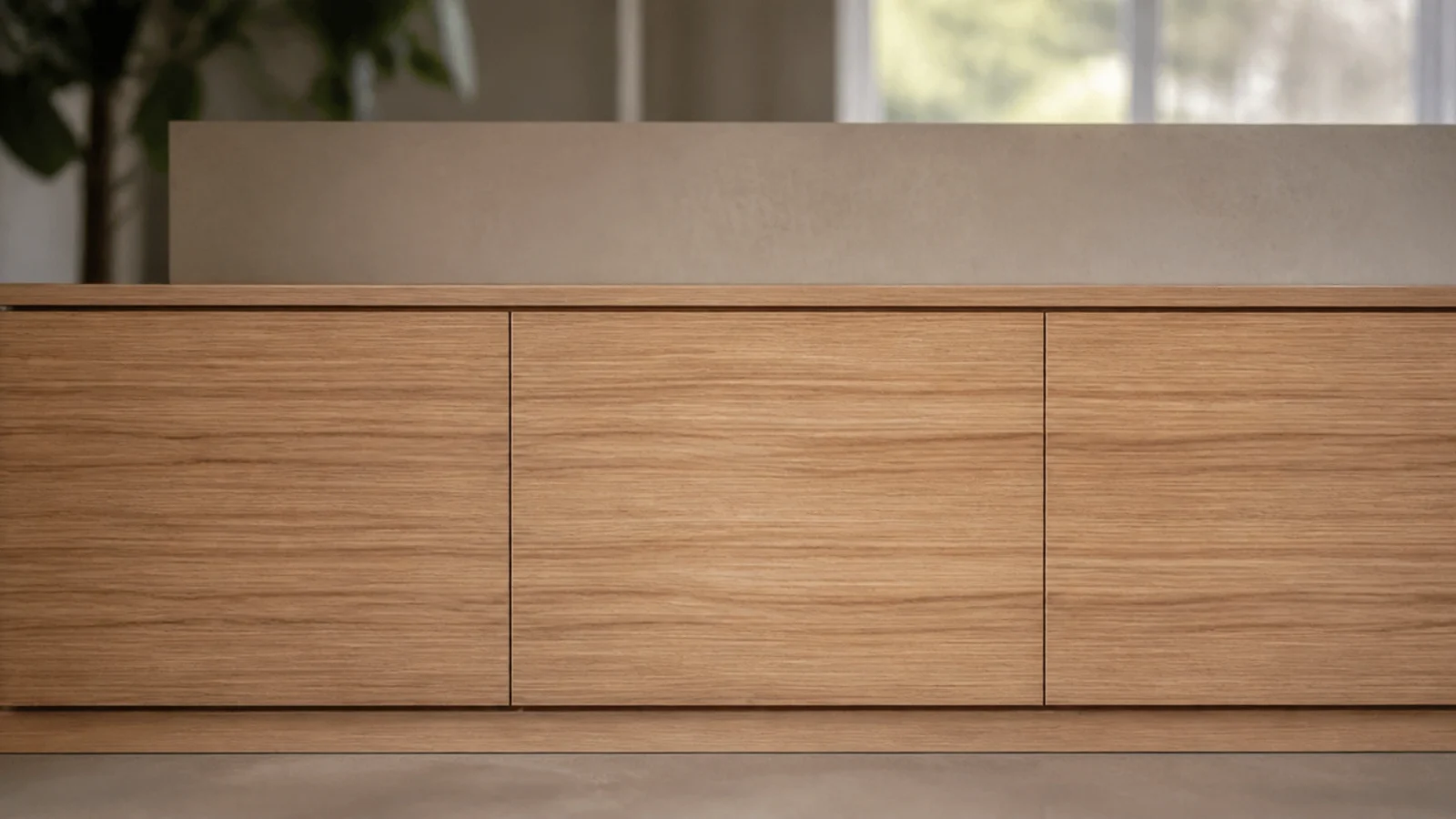 cabinet doors with grain running consistently across the whole run