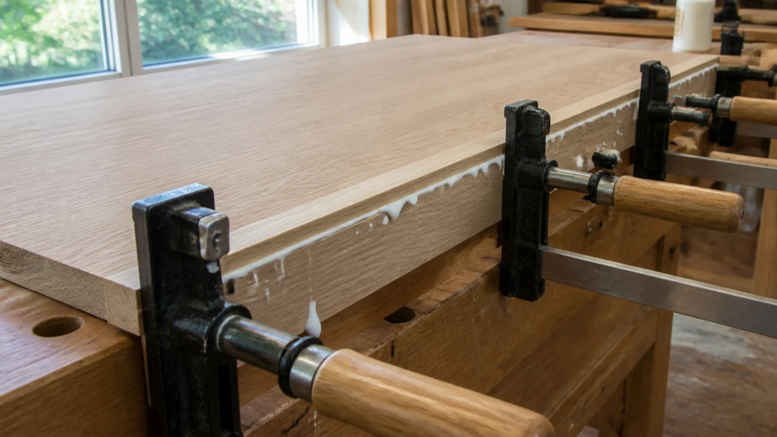 oak veneered mdf sheet with a solid lipping glued along its edge