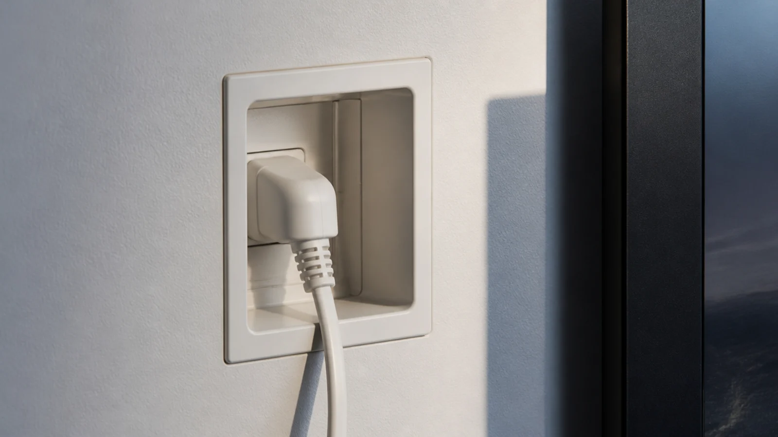 flush mounted recessed socket keeping a screen tight to the plaster