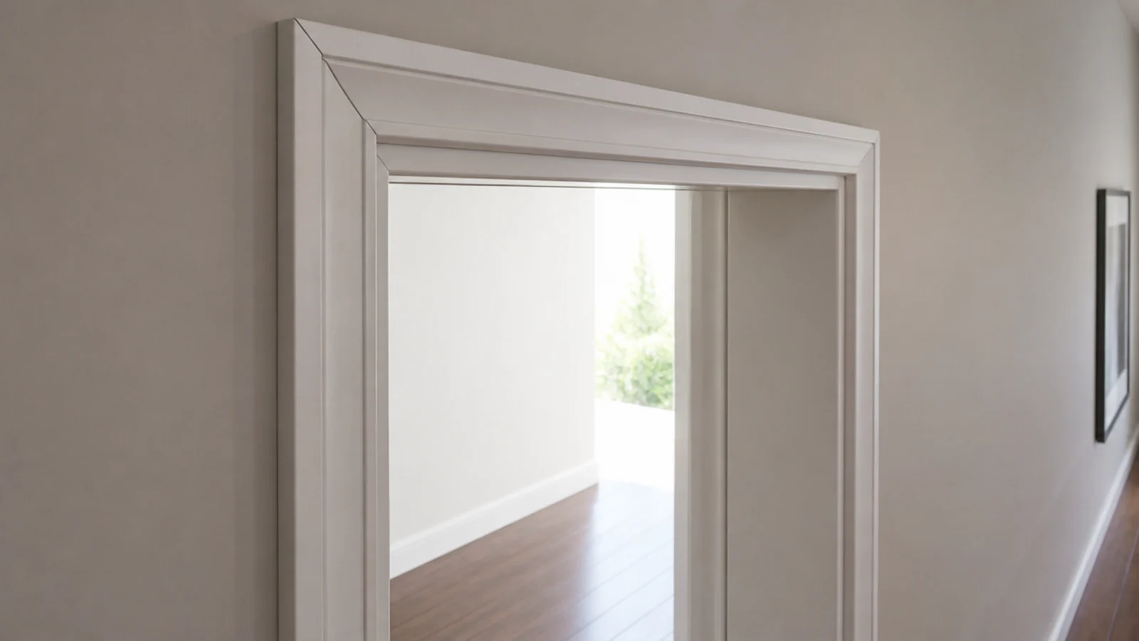 slim molding applied around a doorway to imitate a deeper architrave