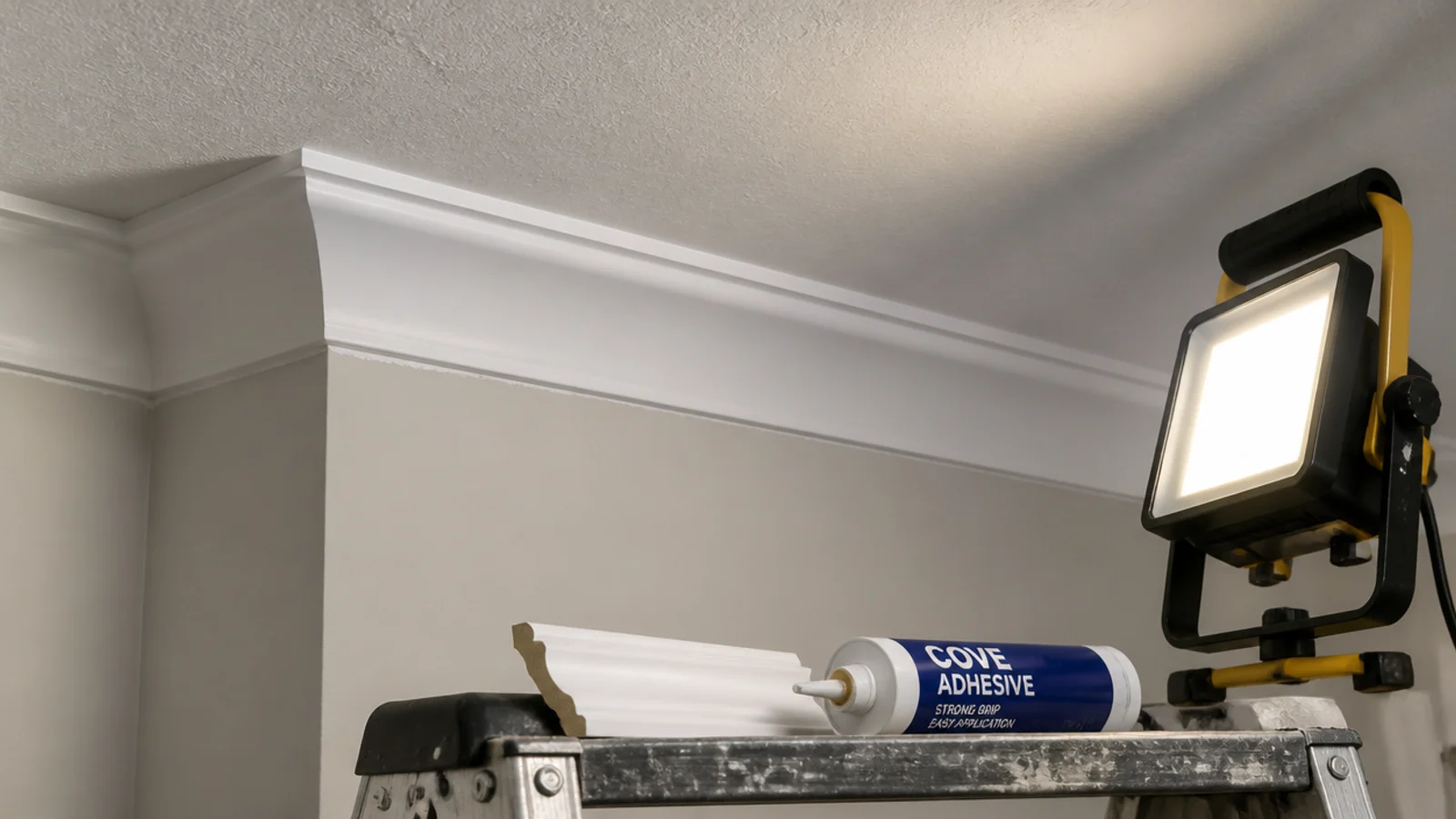 plain cornice fitted at the junction of wall and ceiling