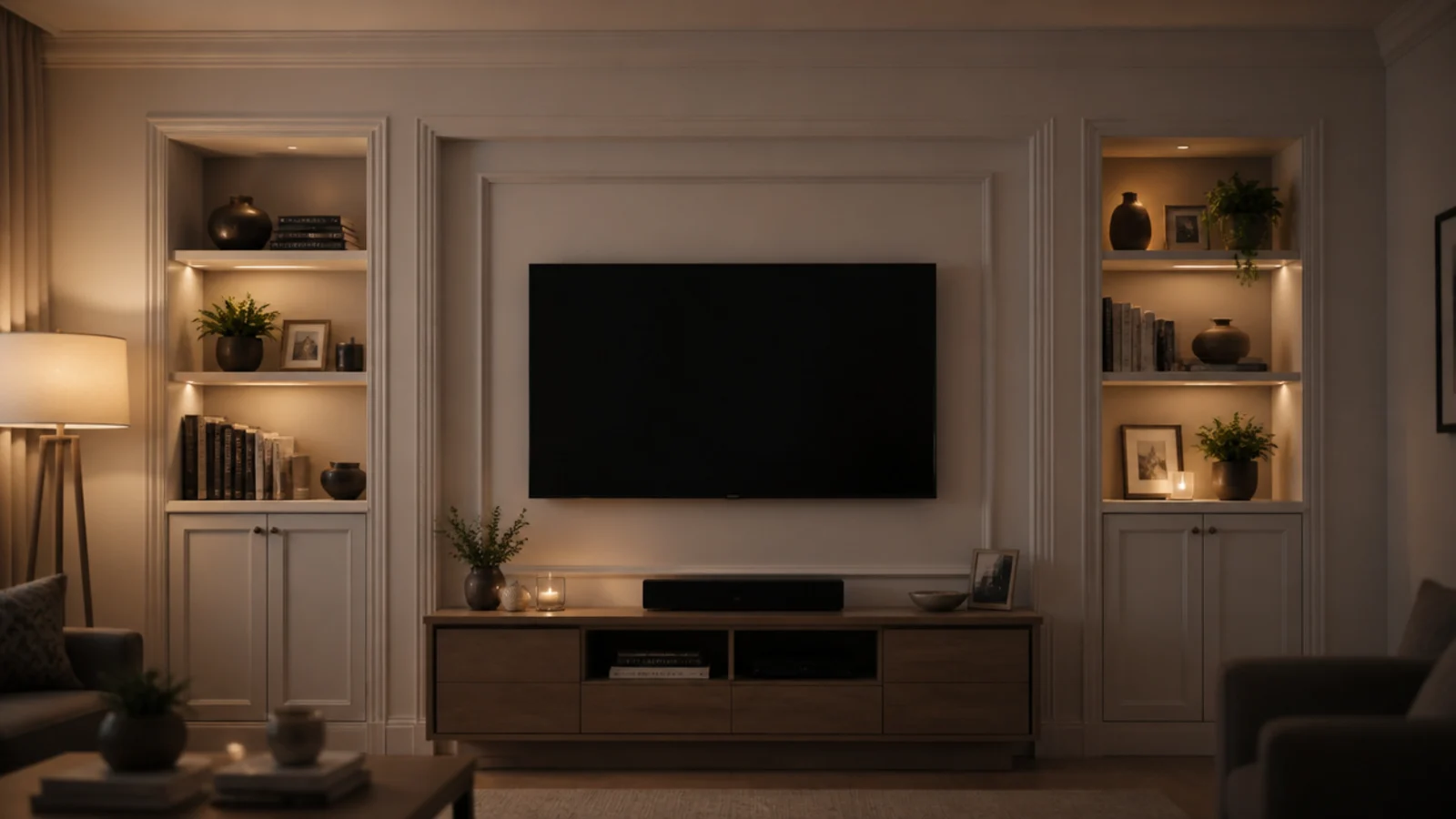 molding bay sized around a mounted screen with clear even margins