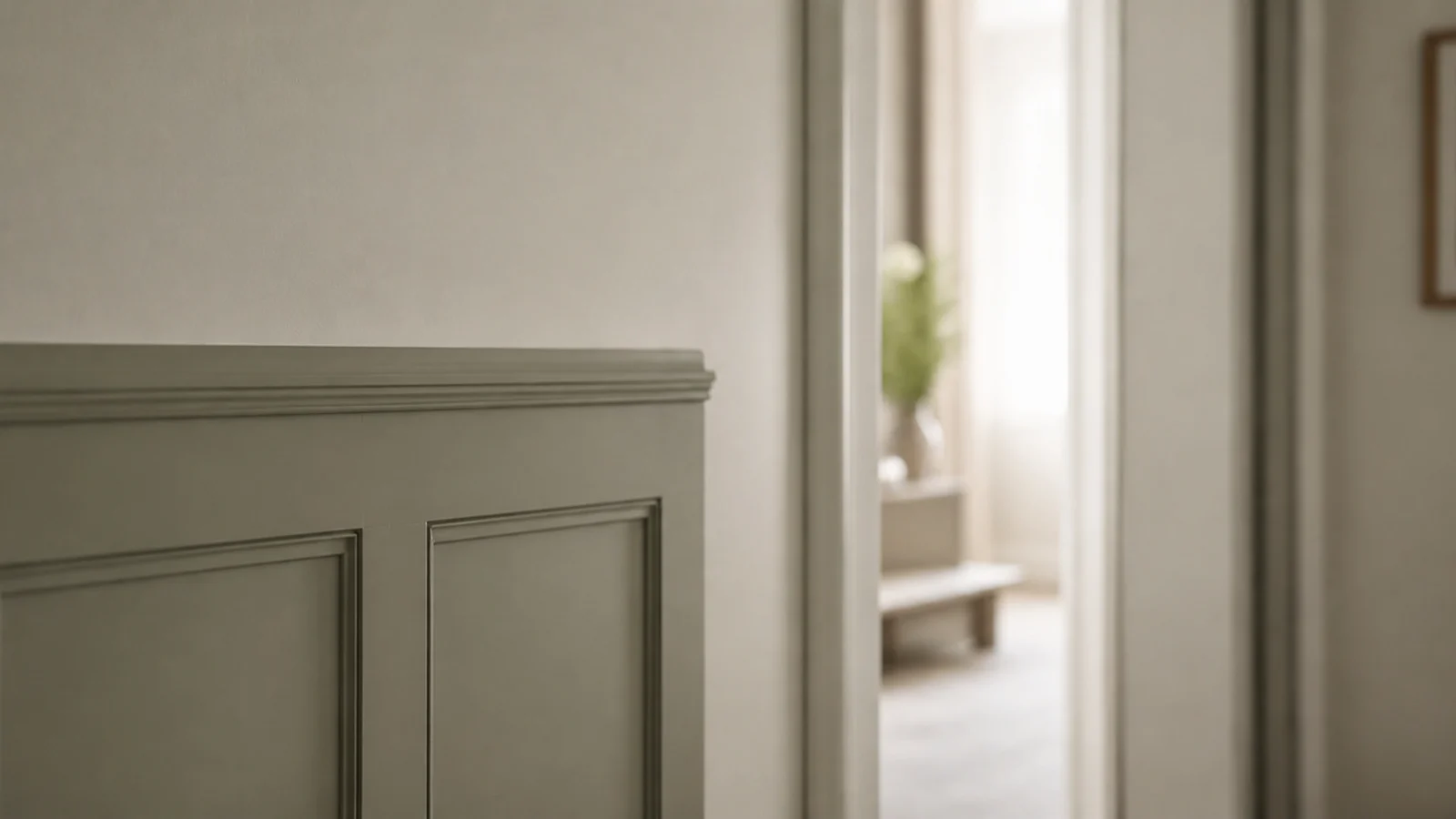 panelling running up to a door architrave and stopping cleanly there