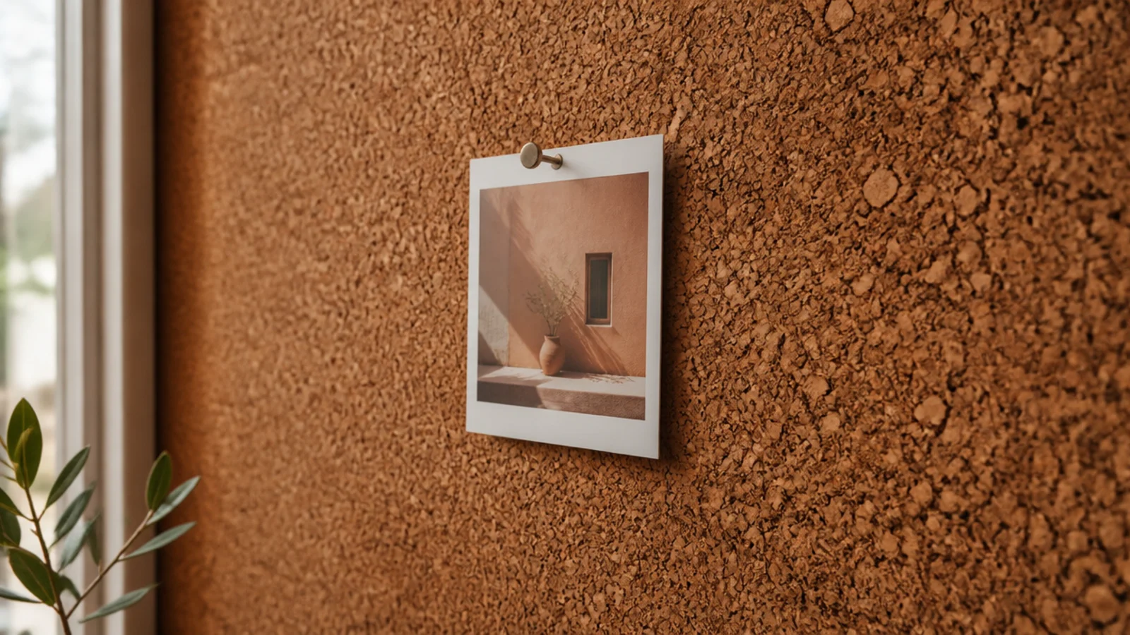 cork wall covering in warm amber showing dense granular texture