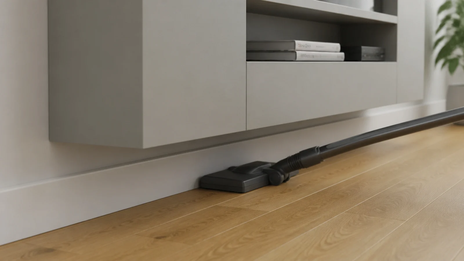 wall mounted media carcass with visible skirting running underneath it
