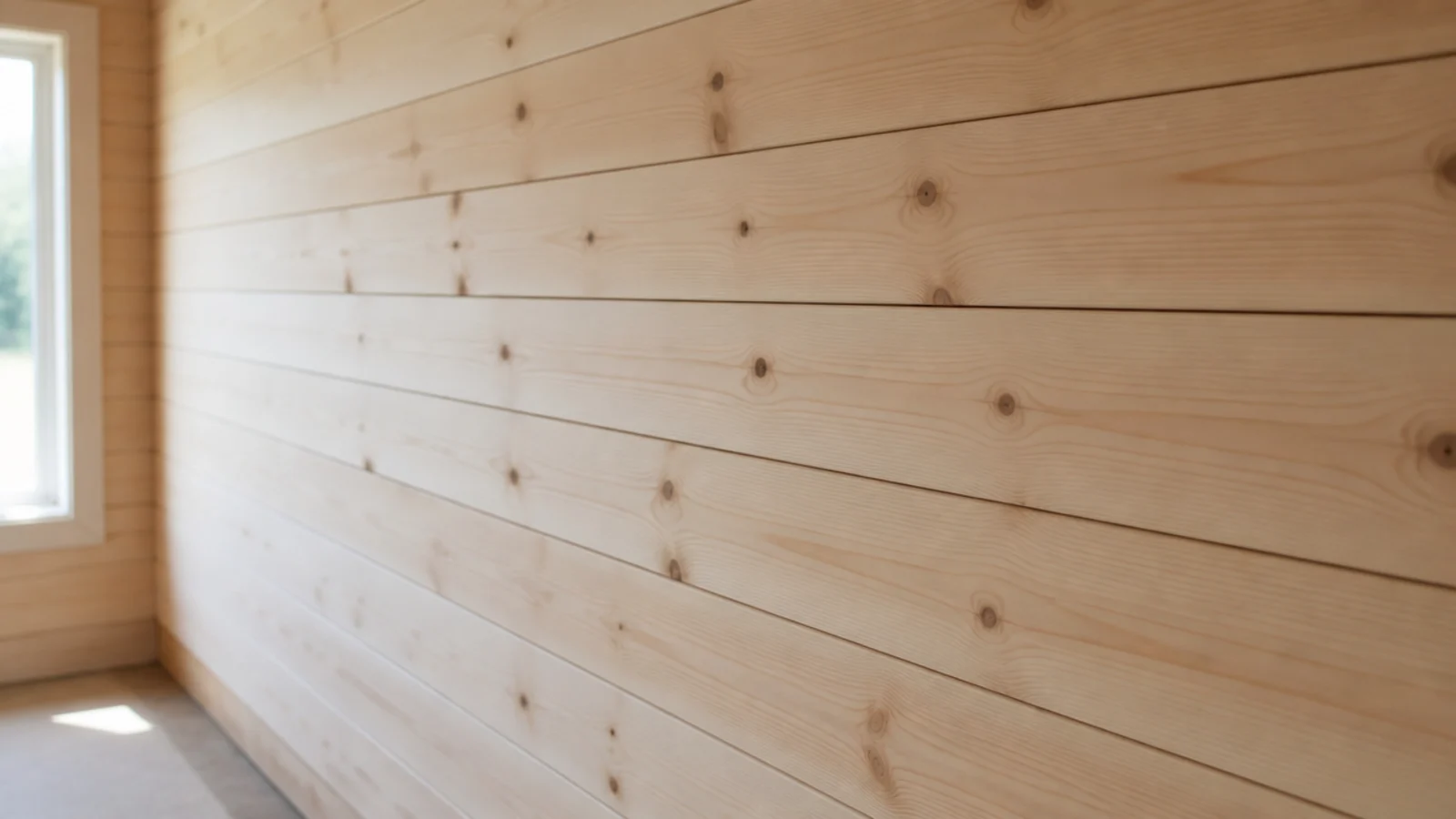 tongue and groove pine cladding boards fitted across a plain wall
