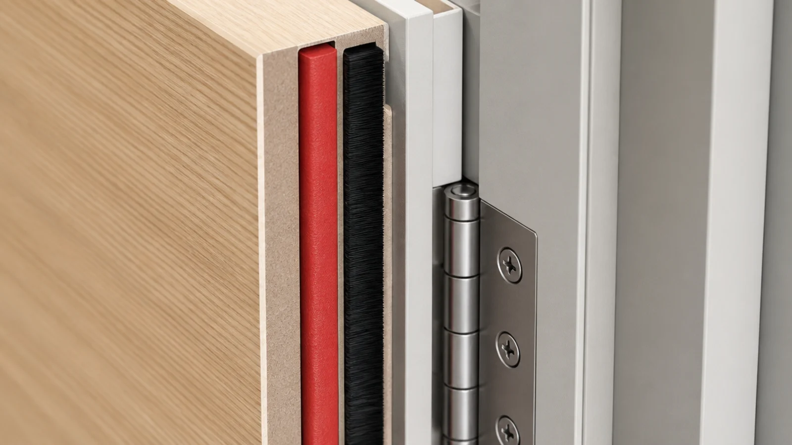 fire rated door edge showing an intumescent strip in its rebate