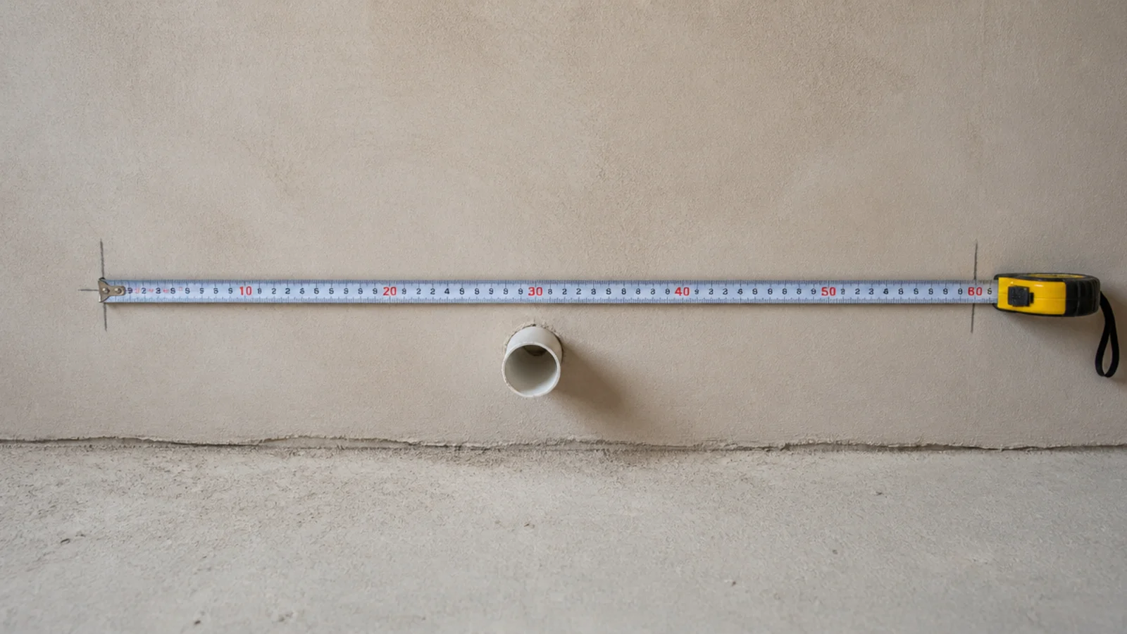 tape measure stretched along a wall marking a full appliance run