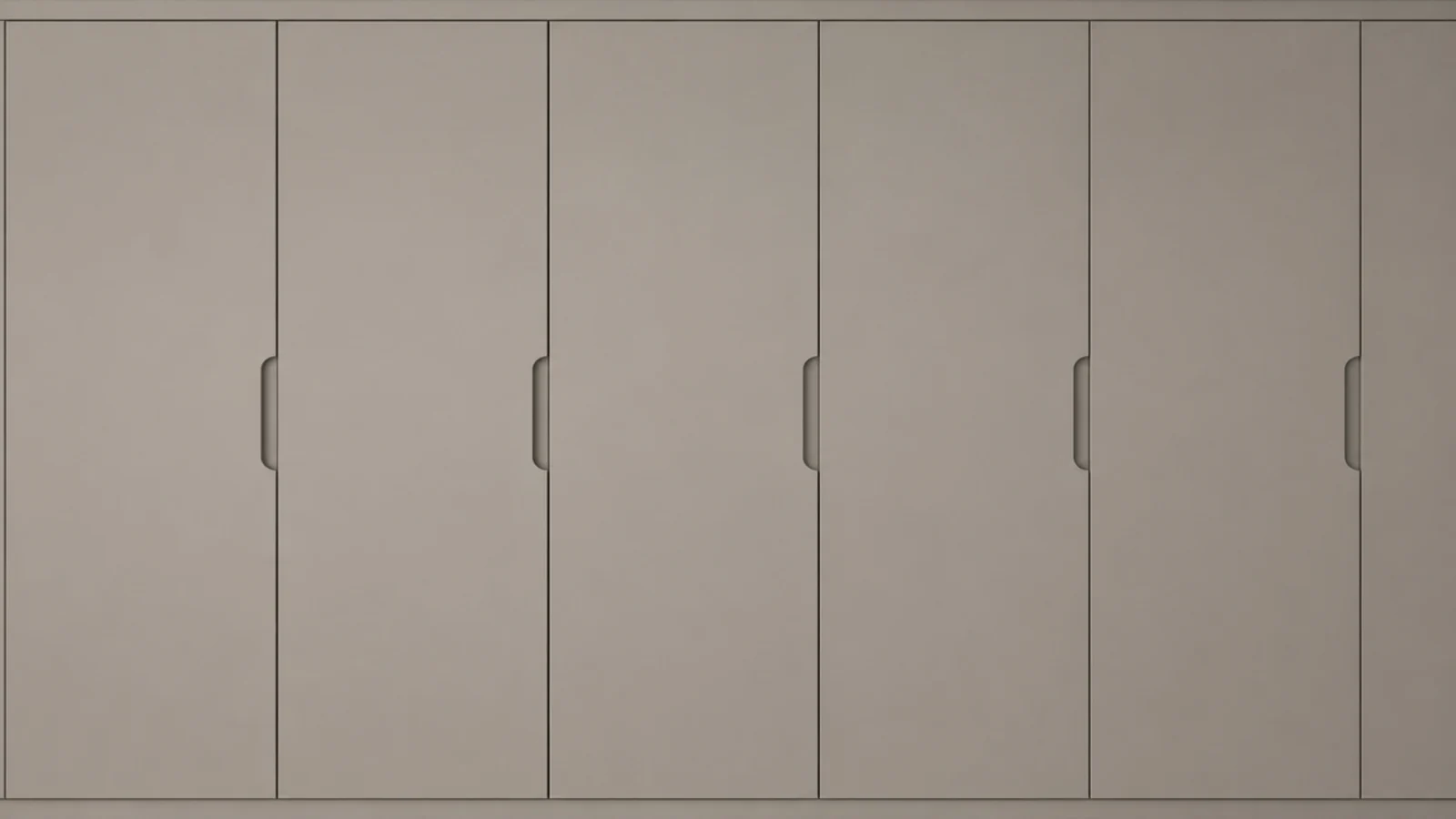 handleless painted cabinet doors forming one flat utility room wall