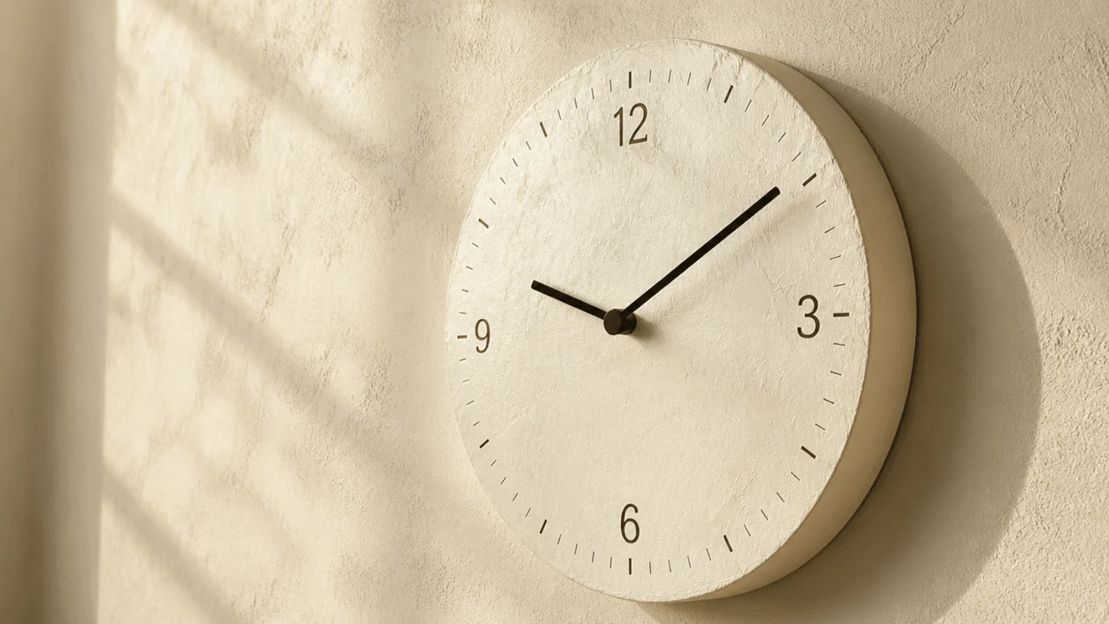 chalky limewash textured clock dial with soft brush movement