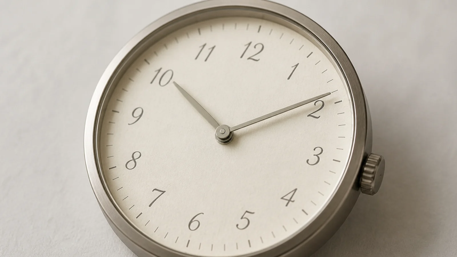 soft handwritten script numerals painted around a cream dial