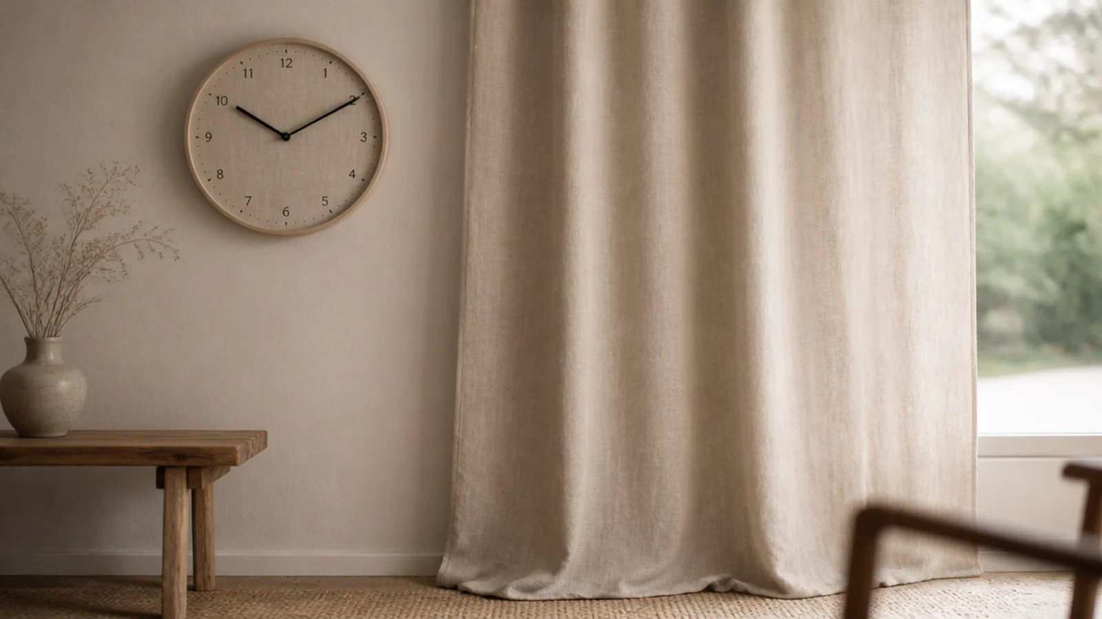 clock dial tone picked directly from a nearby linen curtain