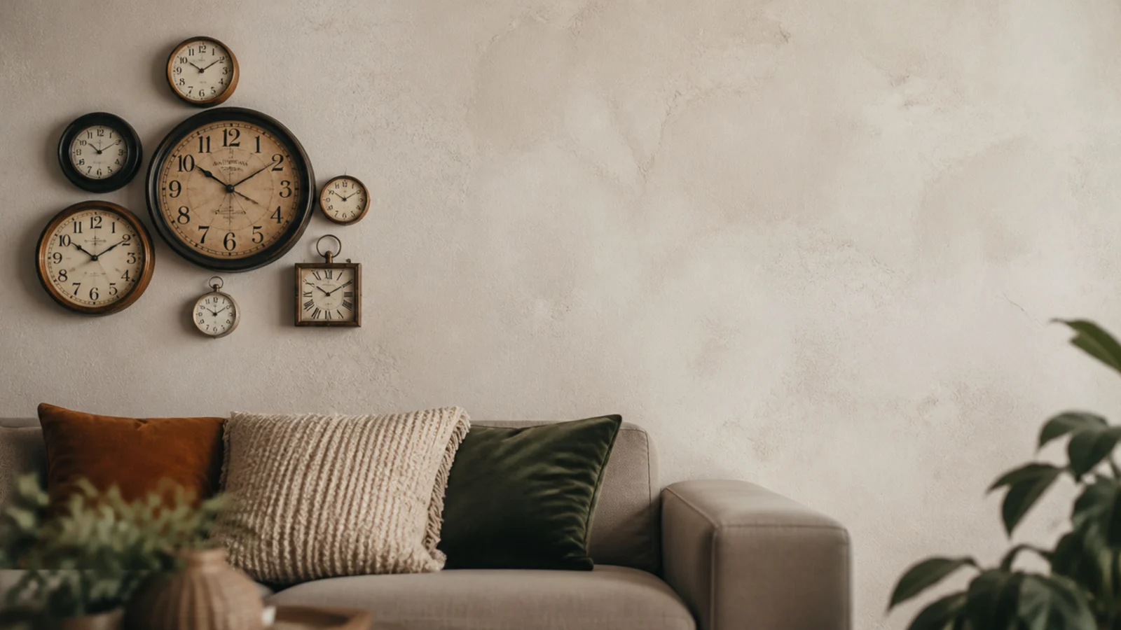 clock cluster weighted heavily toward the left of a wall
