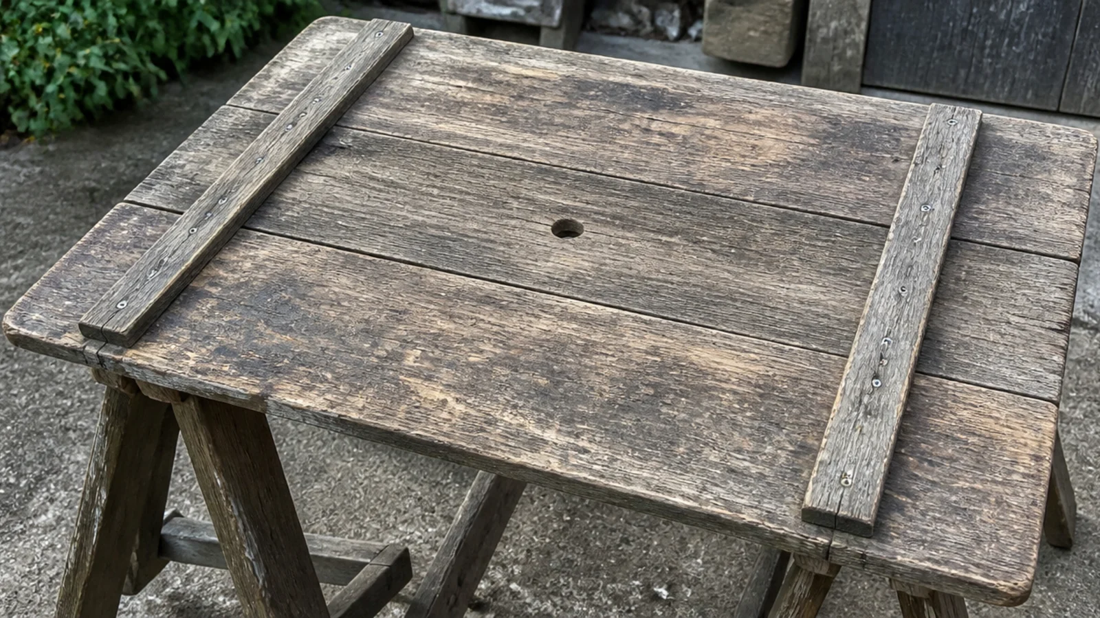 three reclaimed boards joined into a square plank clock face