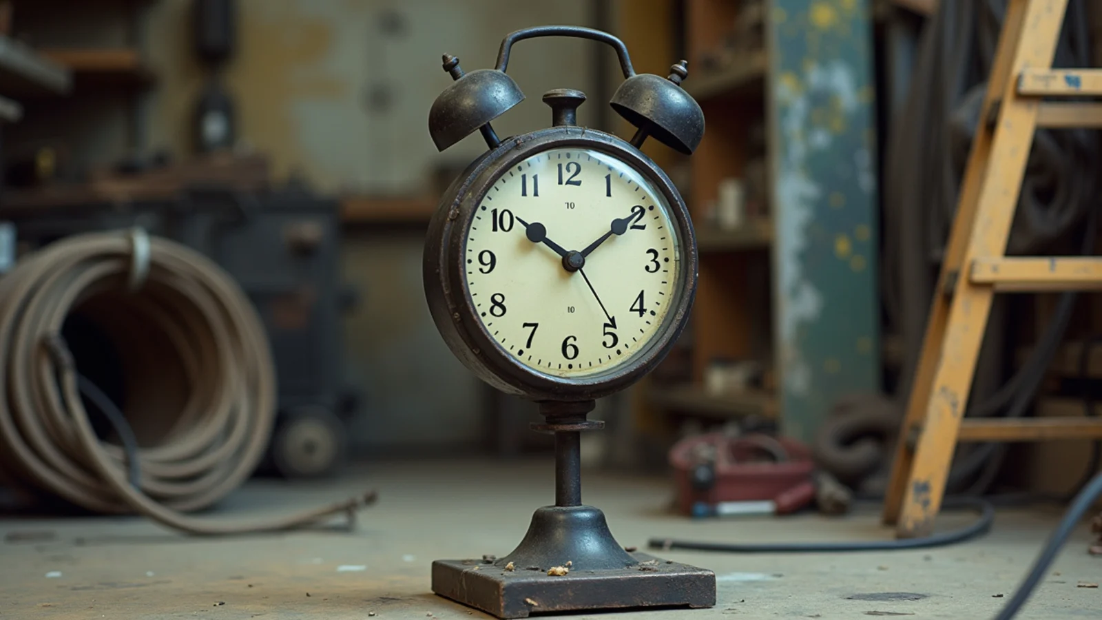 double sided platform clock still fixed to its original steel bracket