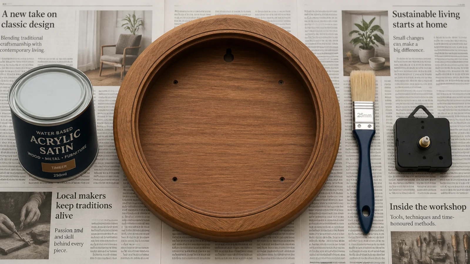 empty timber clock case with no dial hands or movement inside