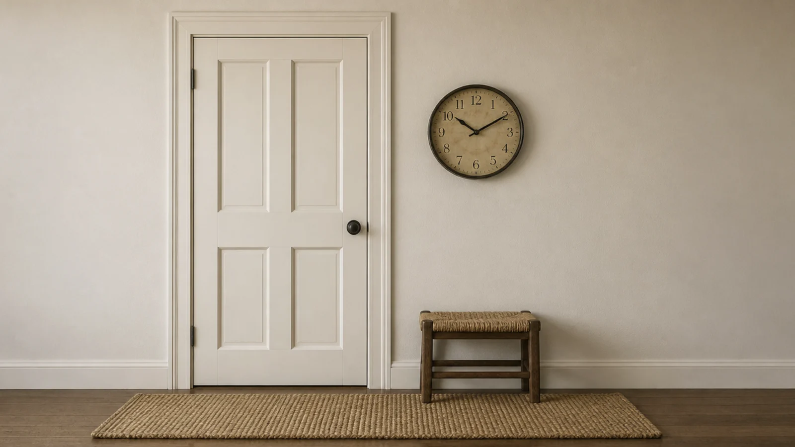 clock sized to roughly half the width of an adjacent door